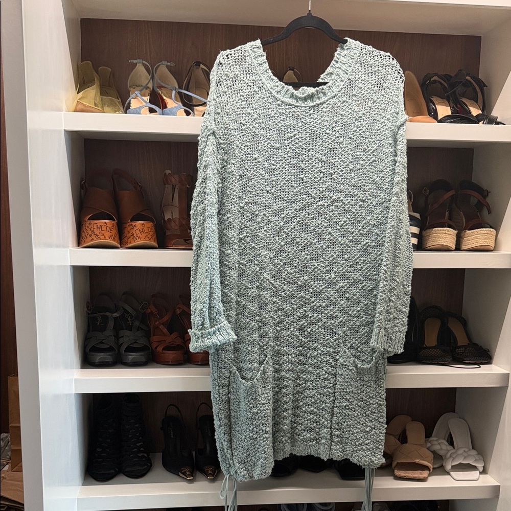 Free People Textured Knit Dress in Light Gray
